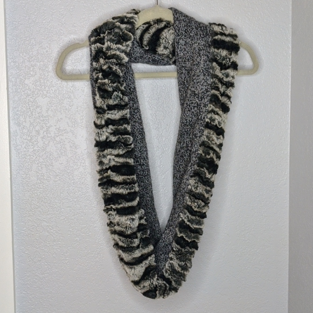 Collection eighteen grey fur knit infinity scarf cozy